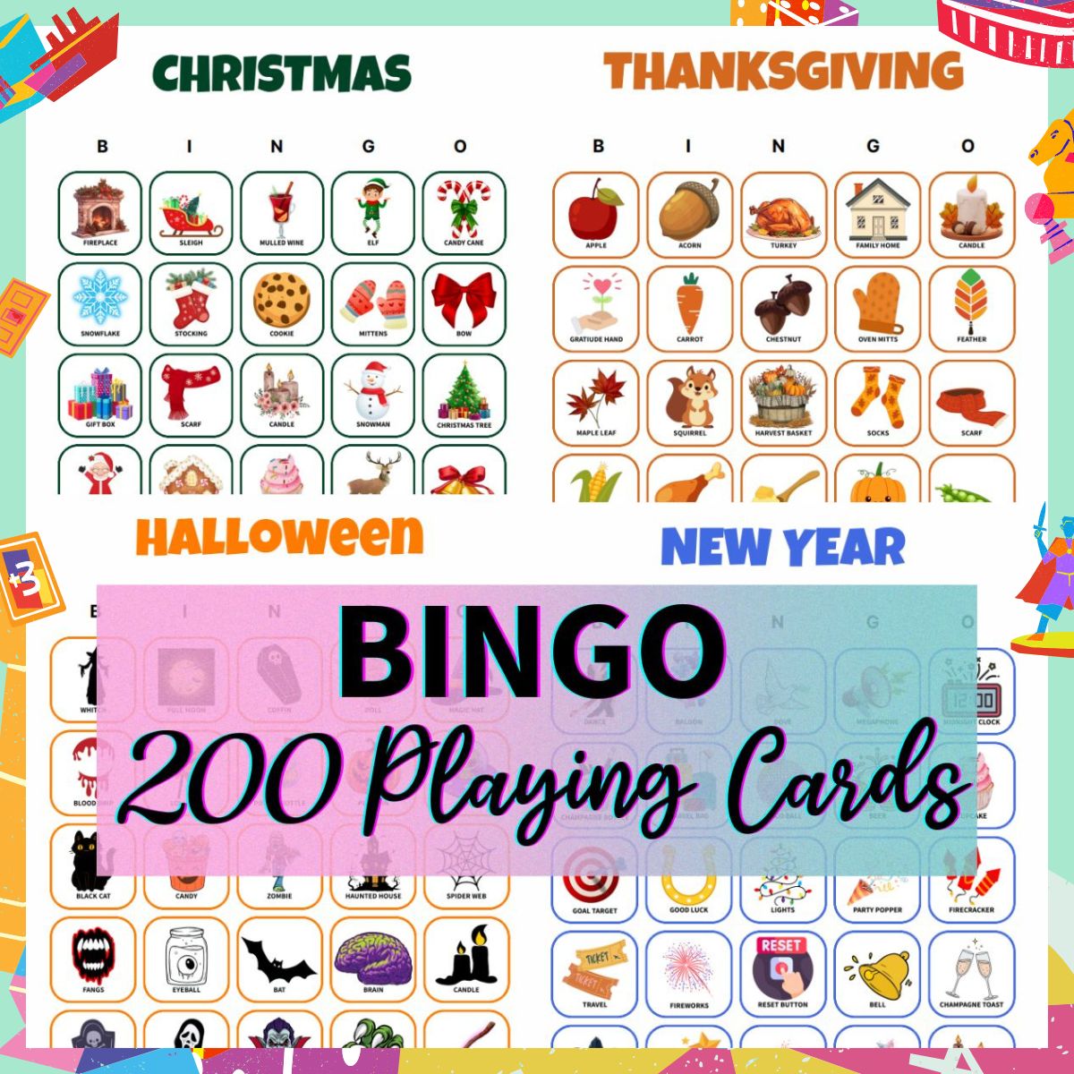 (Free Gift) Bingo 200 Cards (Printable)