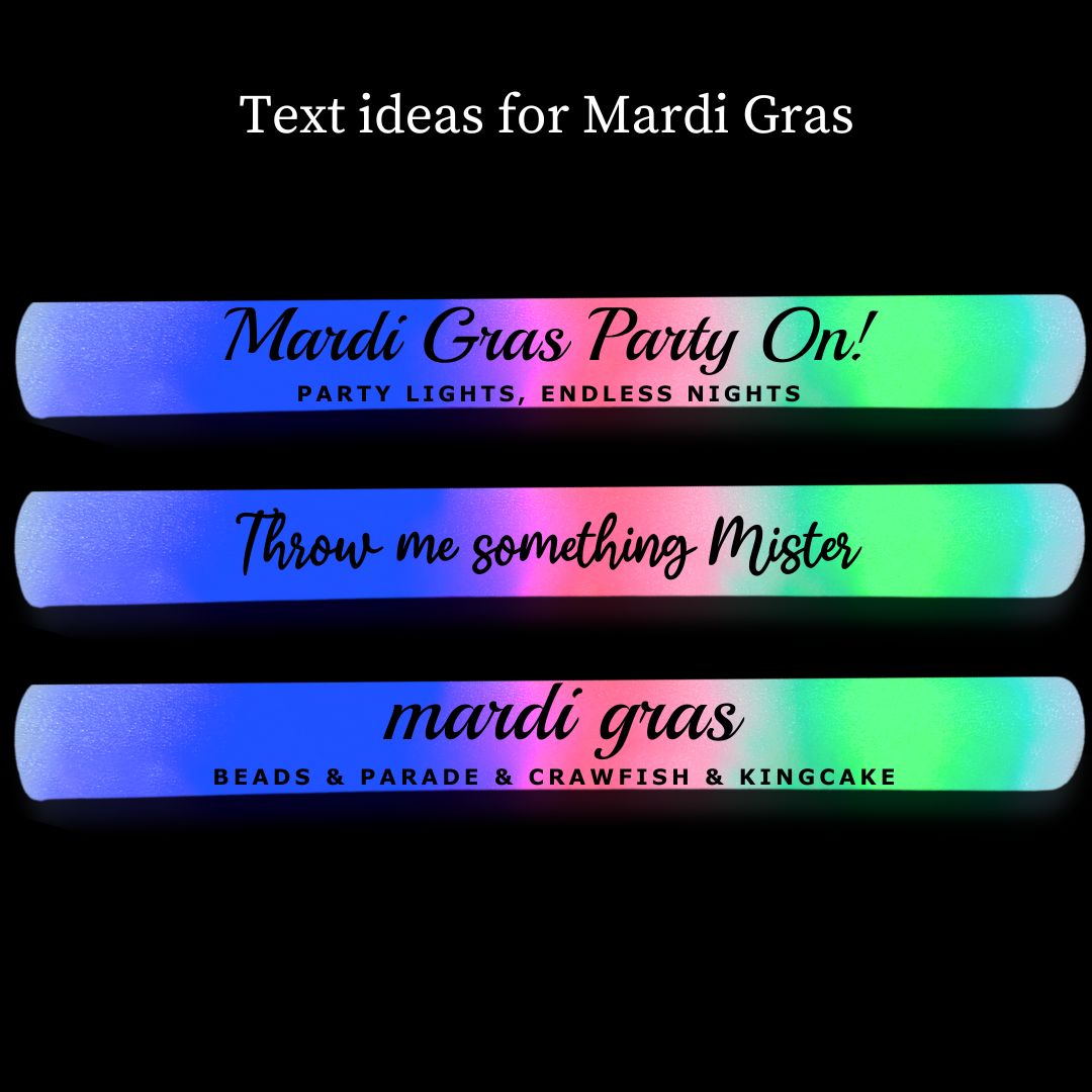 Mardi Gras Personalised Glow Sticks