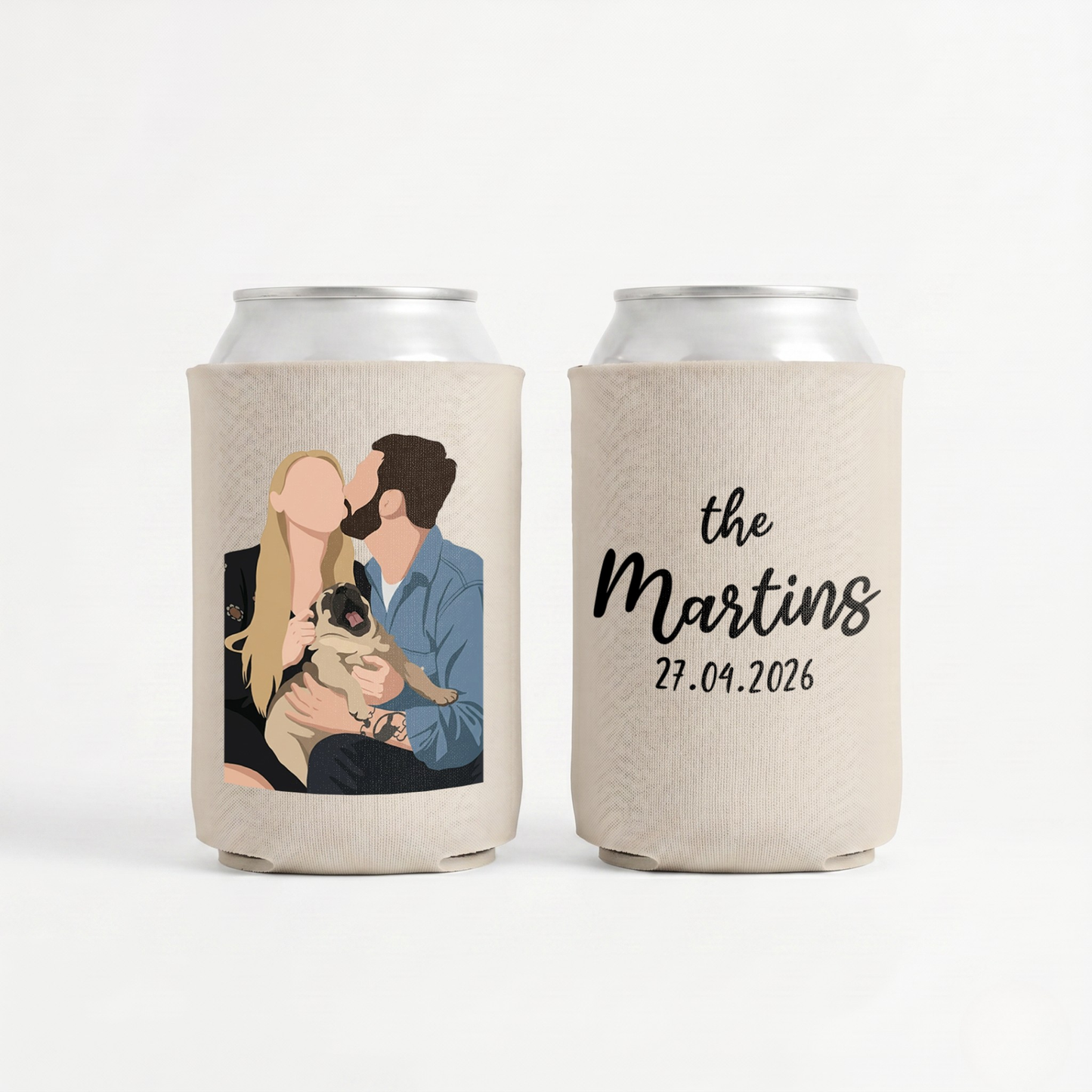 Stubby Holders with minimalist style artwork