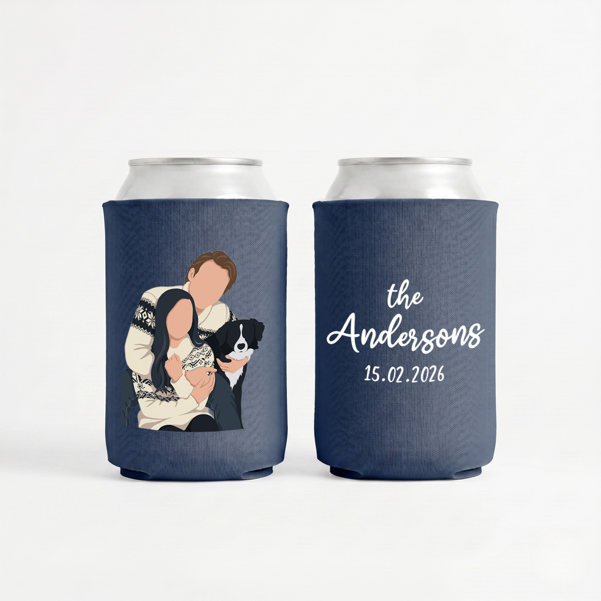 Wedding Stubby Holders · Faceless Minimalist