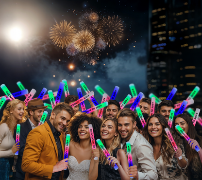 Corporate attendees lighting up the outdoor dance party with Vemzy's personalized glow sticks