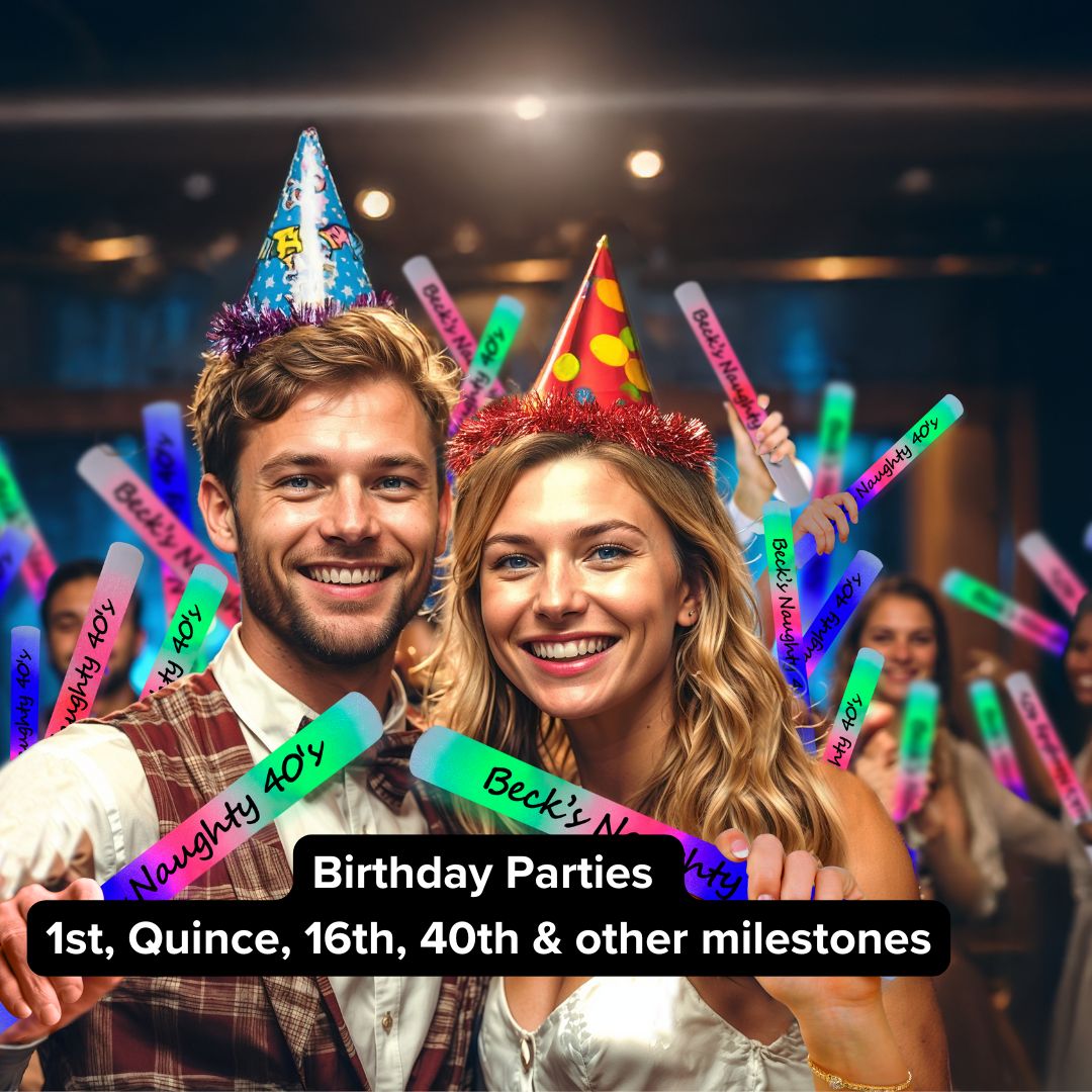 Unique and Personalised Glow Sticks for 40th Birthday