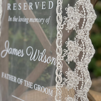 Sheer Lace Memorial Sign