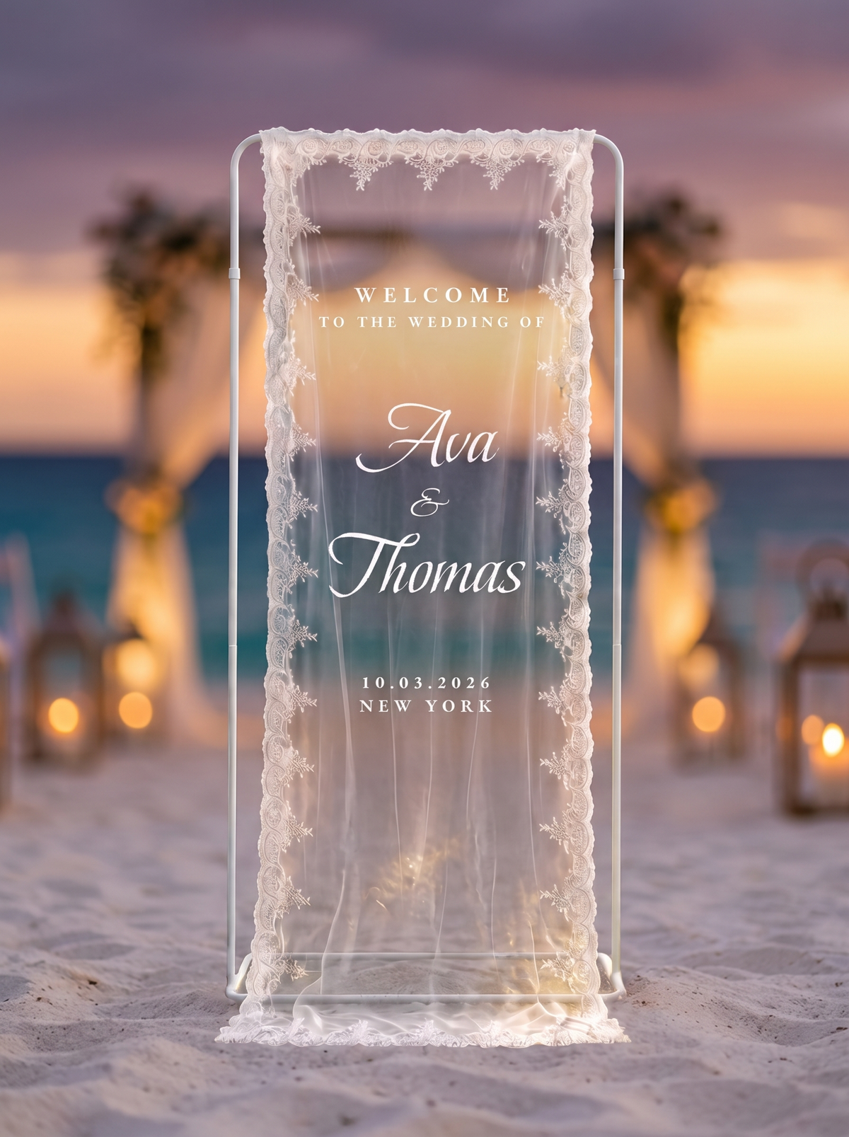Sheer Lace Welcome Sign