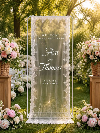 Sheer Lace Welcome Sign
