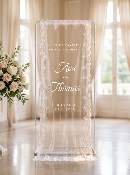 Sheer Lace Welcome Sign