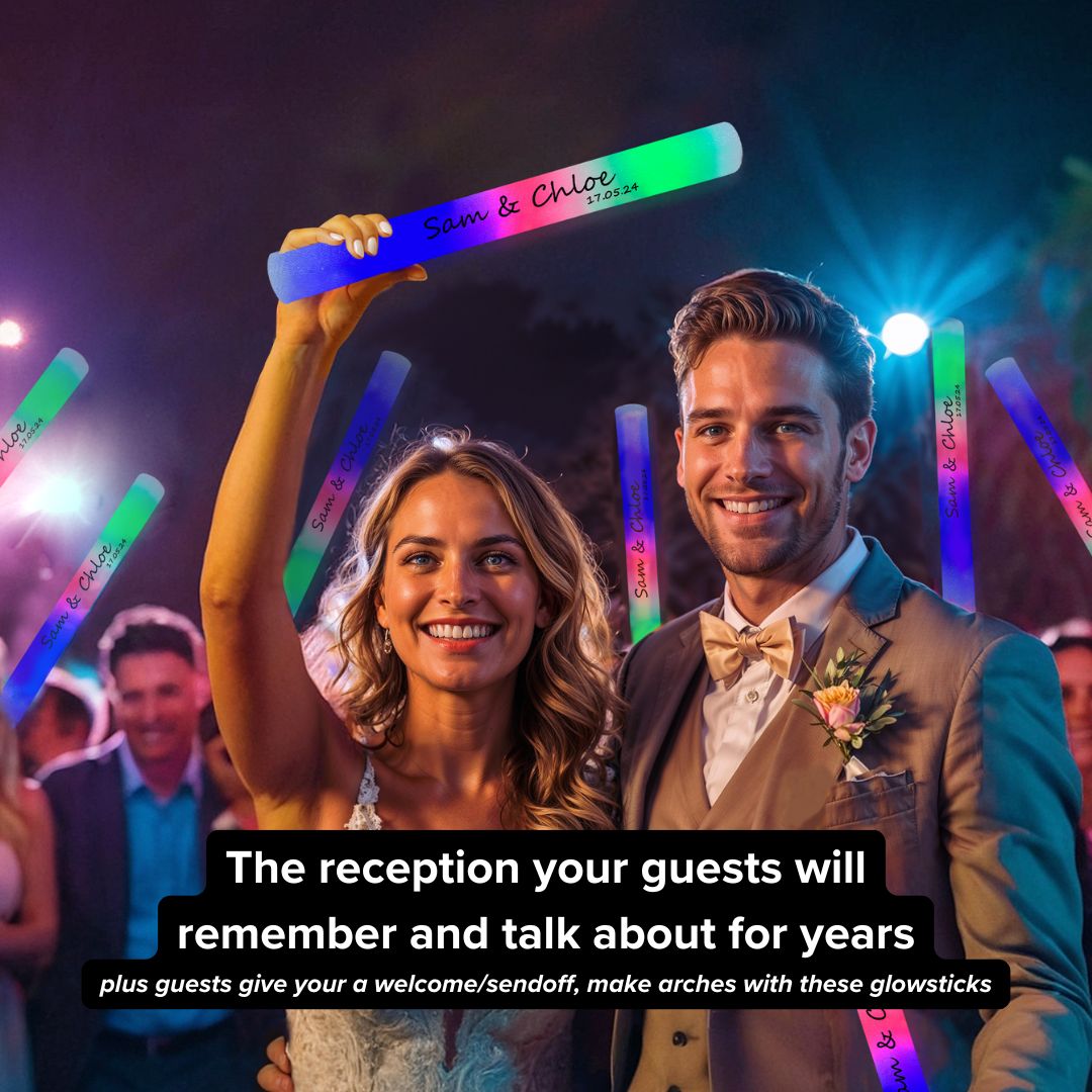Personalised glow sticks for memorable wedding party