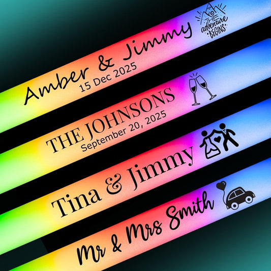 Wedding Glow Sticks with Text and Icons