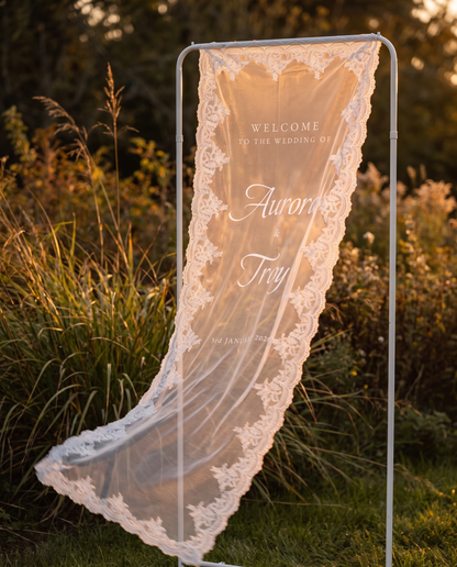 Sheer Lace Welcome Sign