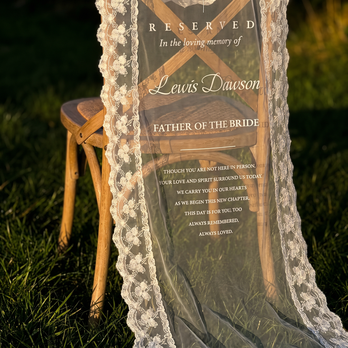 Sheer Lace Memorial Sign