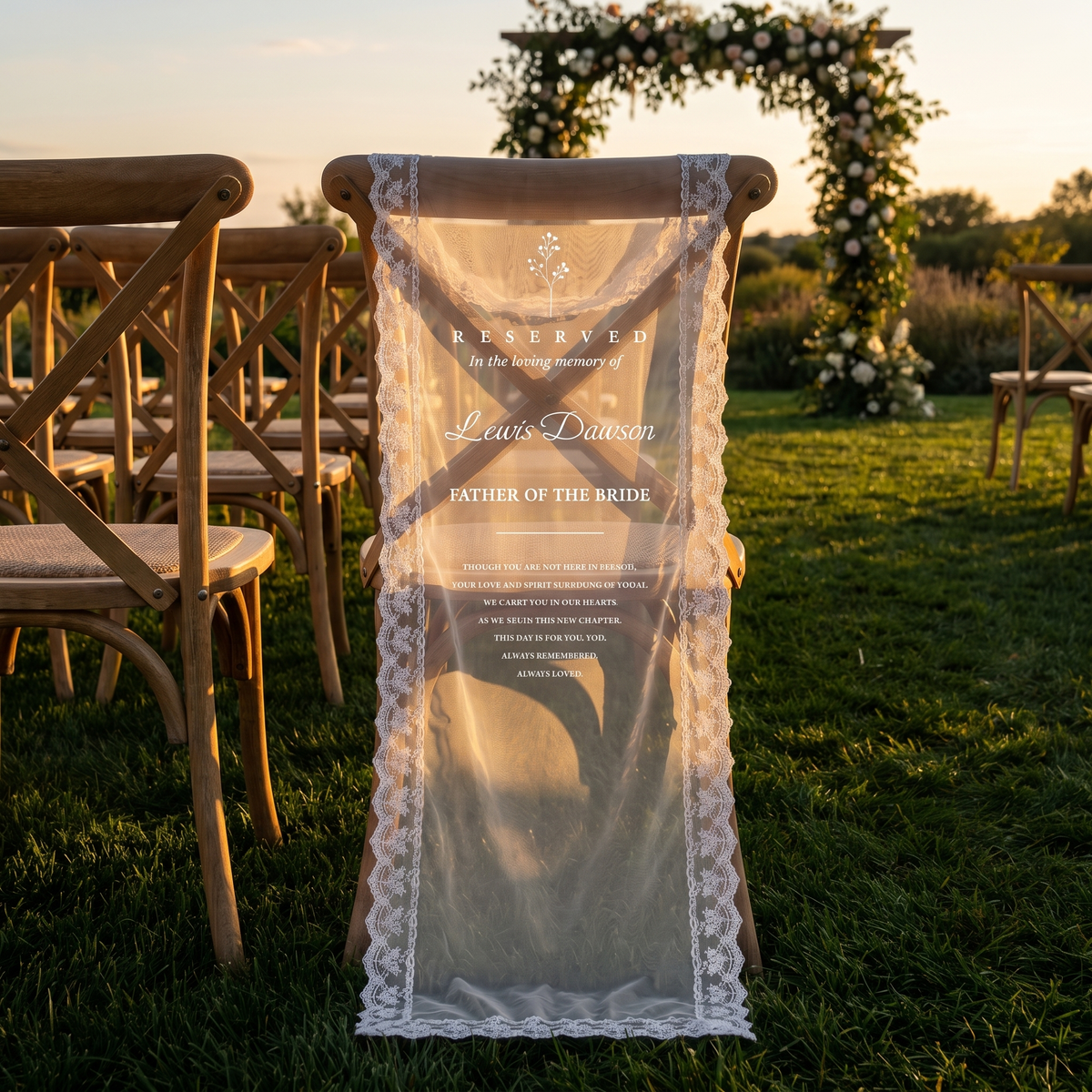 Sheer Lace Memorial Sign