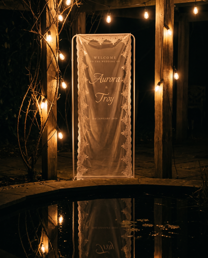 Sheer Lace Welcome Sign